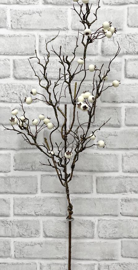 Winter Cream Berry Twig Spray