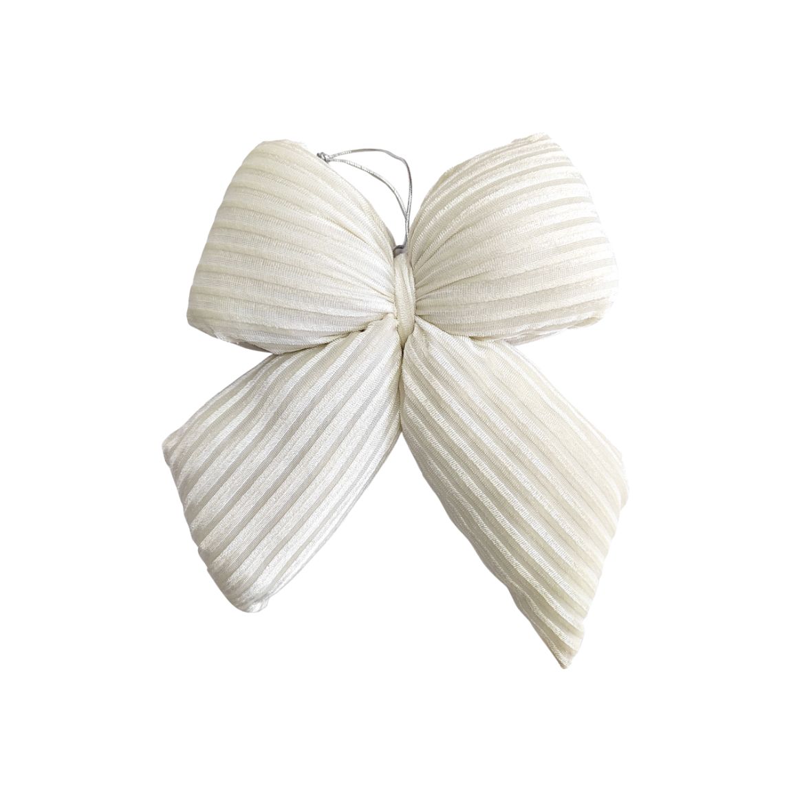 Velvet Pleated White Bow | Large