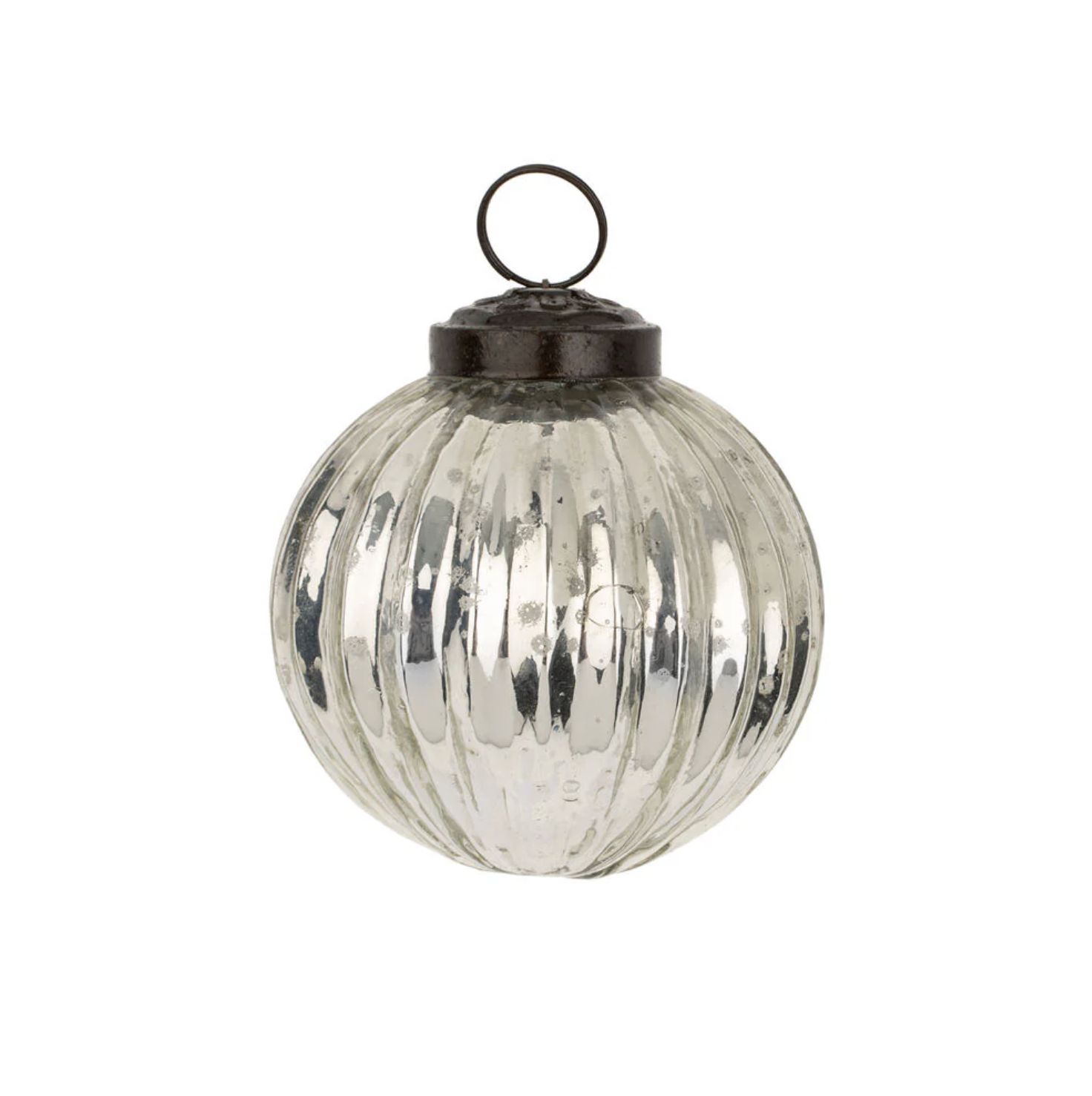 Silverfrost Ribbed Holiday Ornament | Small
