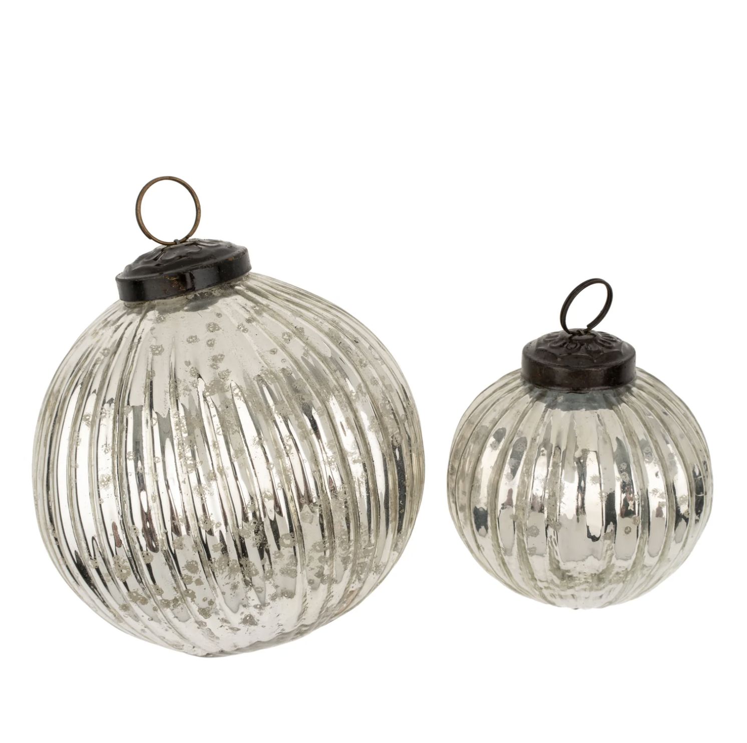 Silverfrost Ribbed Holiday Ornament | Large