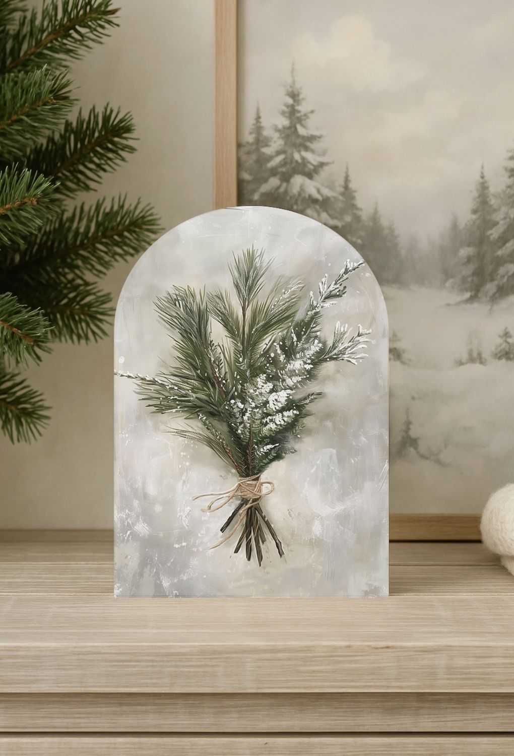 Evergreen Bundle Dusted with Snow Print