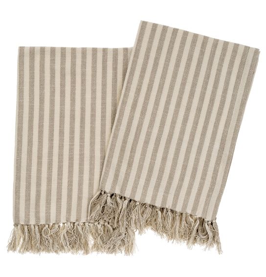 Bengal Stripe Hand Towels | Stone