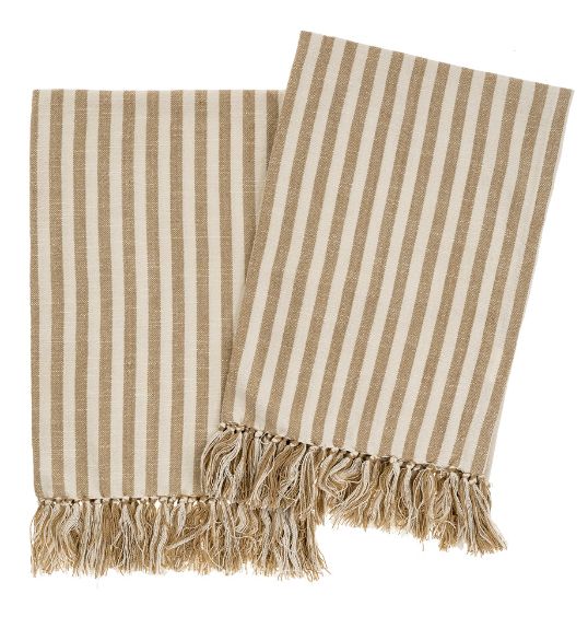 Bengal Stripe Hand Towels | Warm Sand