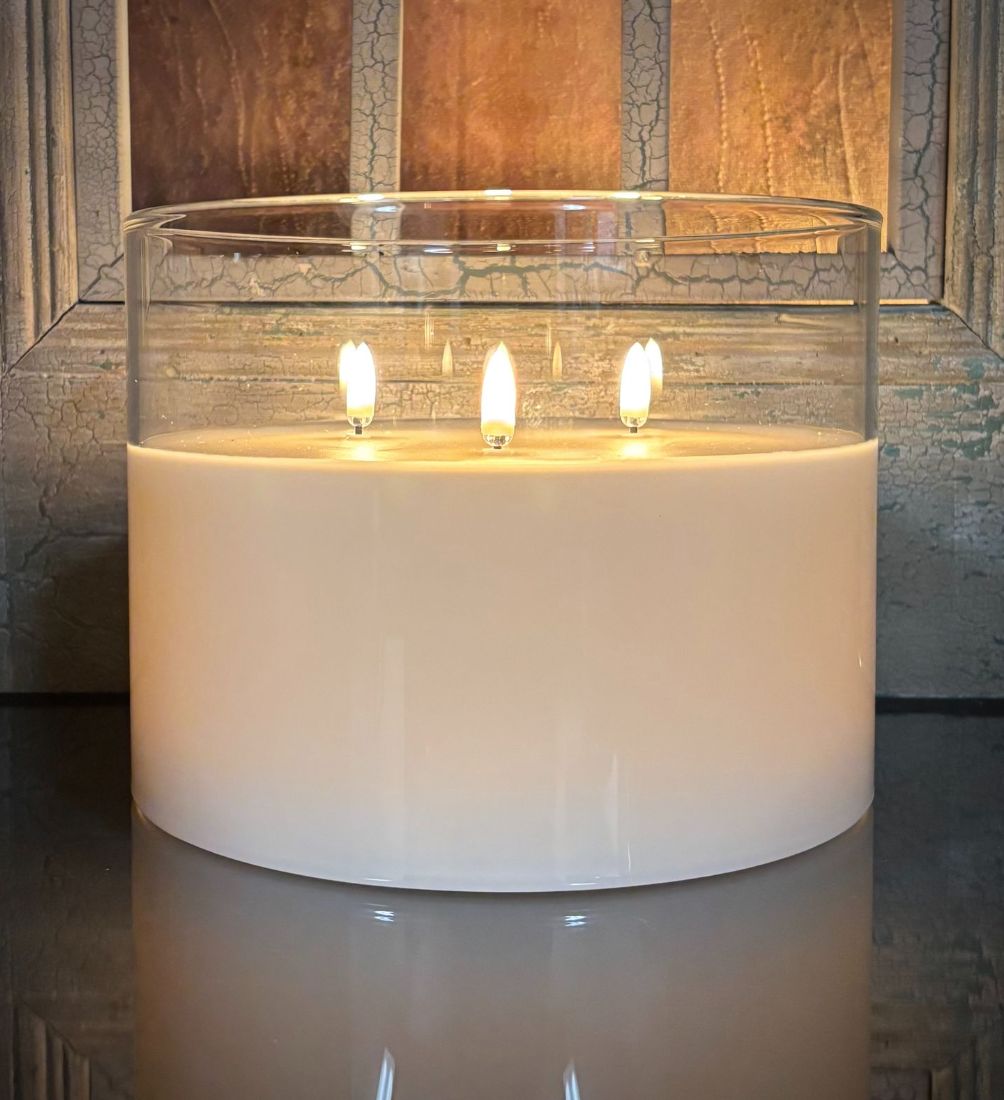 Ember Tri-Wick Candle, Ivory 8x6