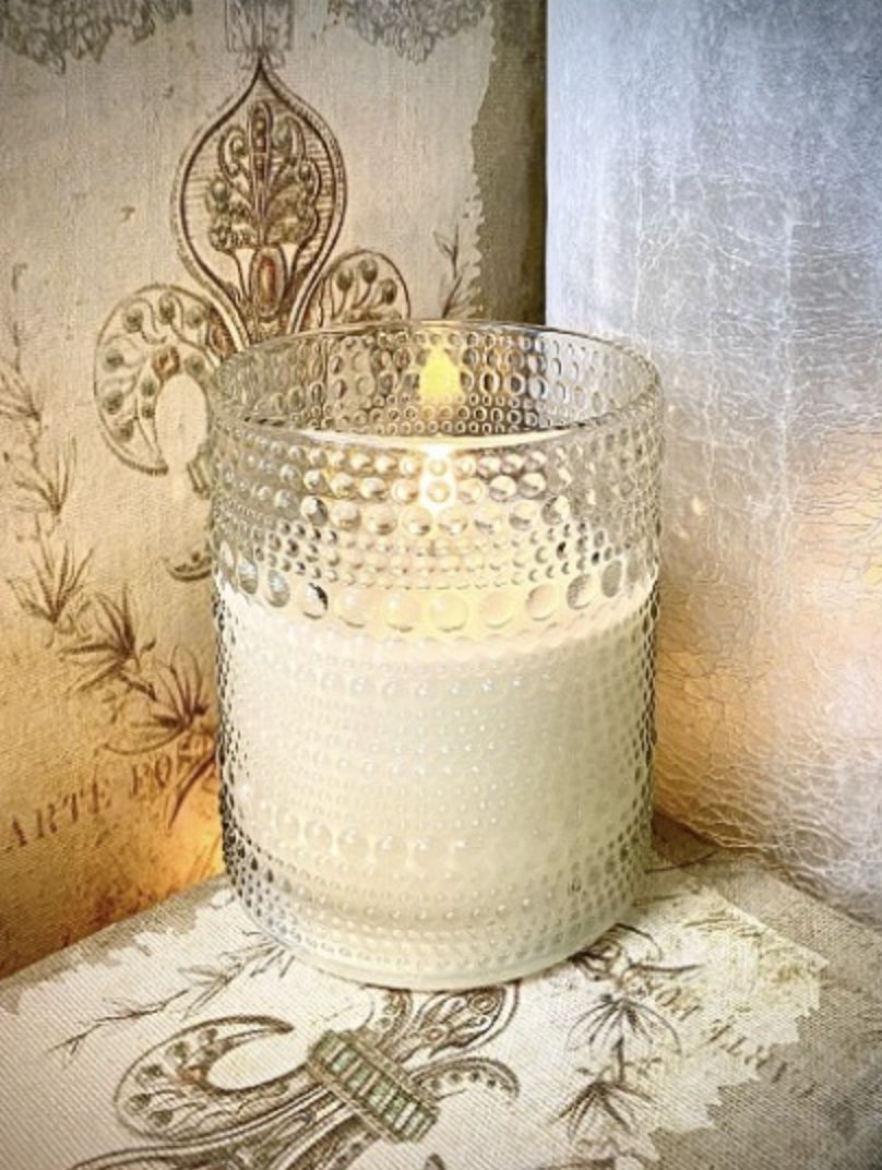 Hobnail Glass Flameless Candle
