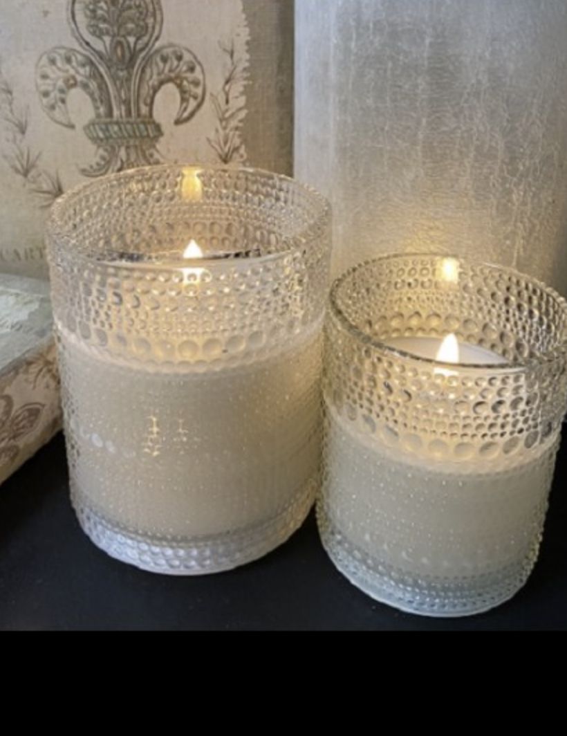 Hobnail Glass Flameless Candle, Size: Small