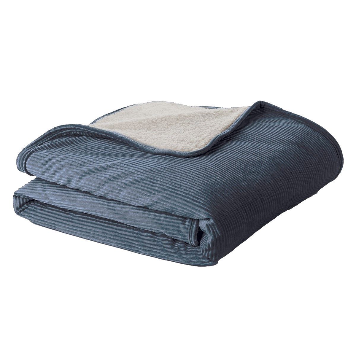 Corduroy Throw | Cream, Colour: Dark Blue