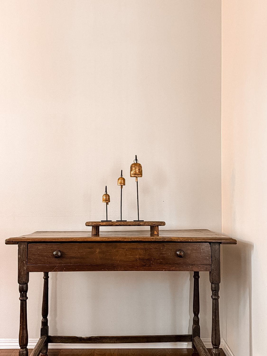 Vintage Inspired Iron Bell Stands Shelf Styling | Set of 3