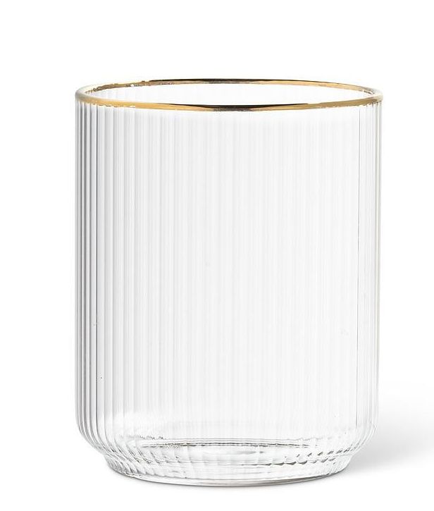 Optic Tumbler Glass w/Gold | 13oz