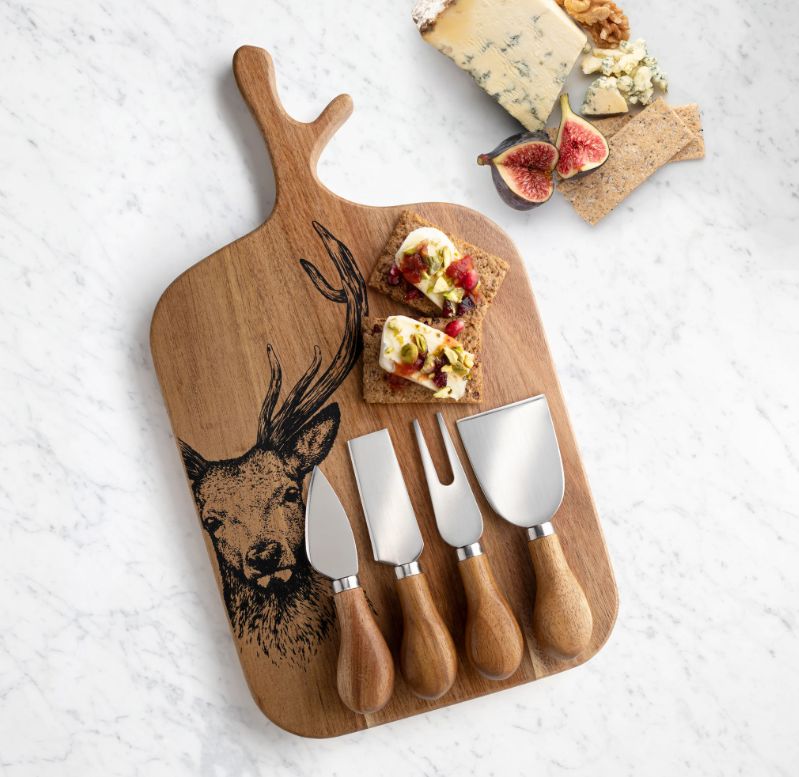 4 piece cheese set w/board