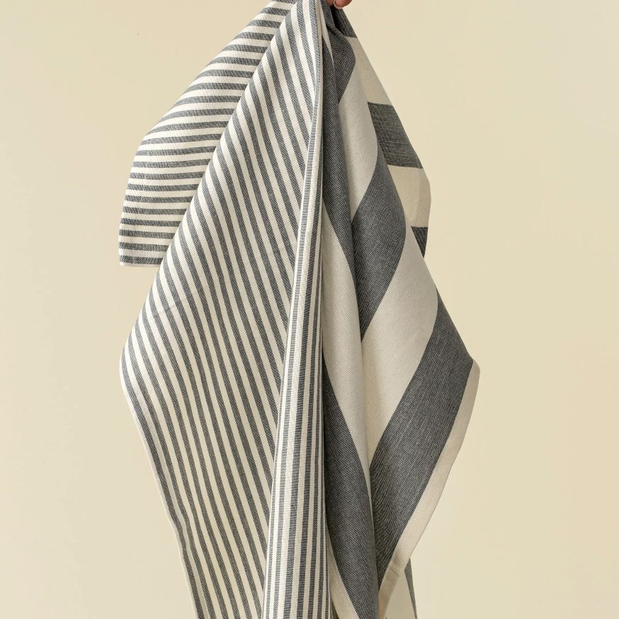 Hampton Stripe Tea Towels | Stone S/2