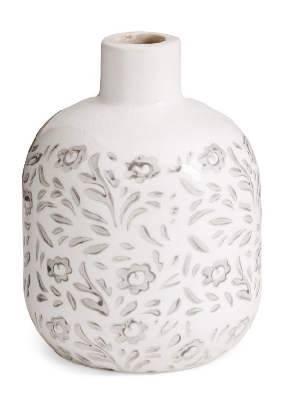 Ceramic Flowers Vase | White/Taupe