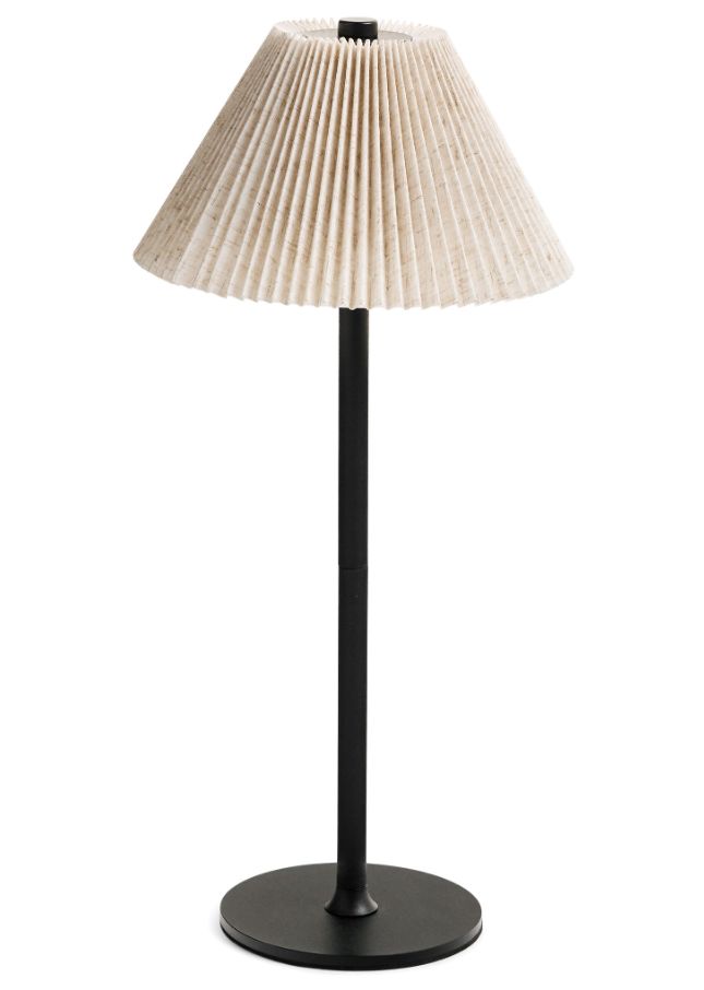 Linen Shade Table Lamp | Black Iron