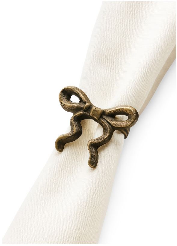 Bow Napkin Rings Set of 4 | Antique Brass