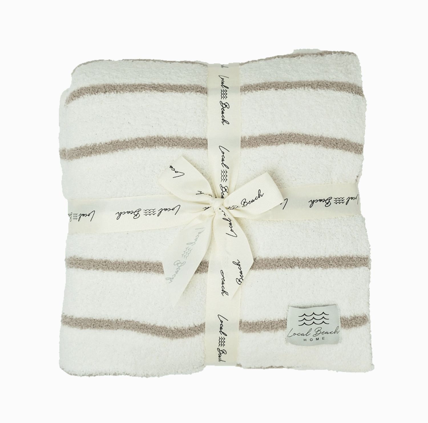 Striped Luxe Home Blanket | Taupe &amp; Cream