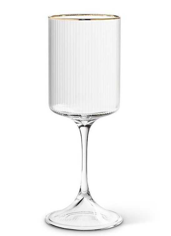 Optic Goblet Glass w/Gold |14oz