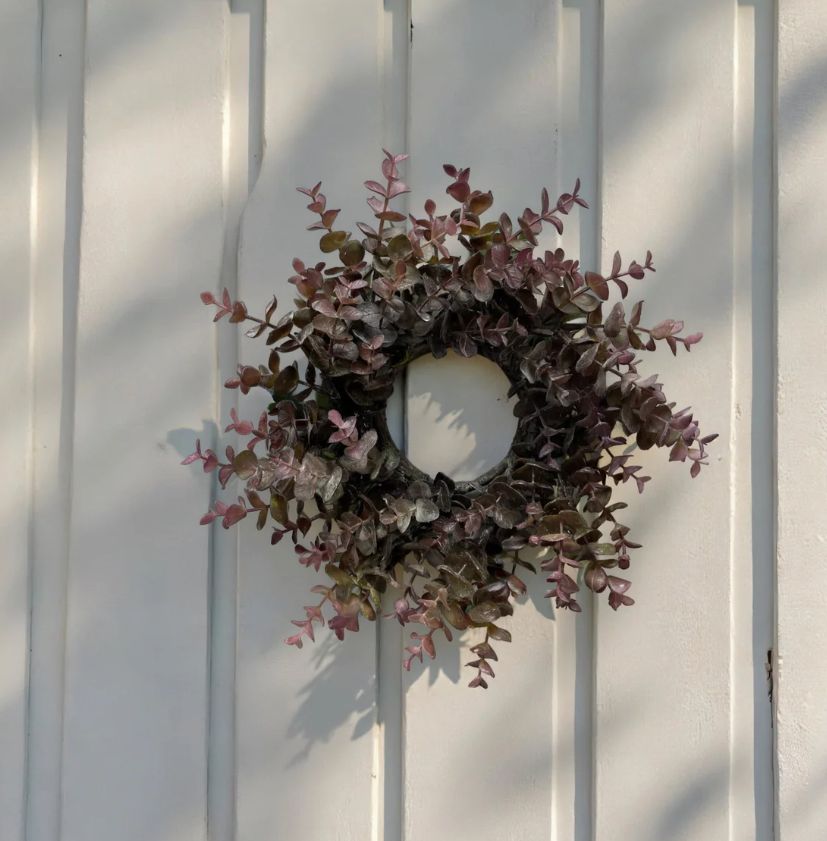Eucalyptus Candle Wreath | Burgundy