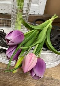 Real Touch Tulip Bundle | Lavender White 16"