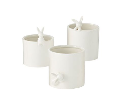 Peeking Bunny Pots Set of 3 | White