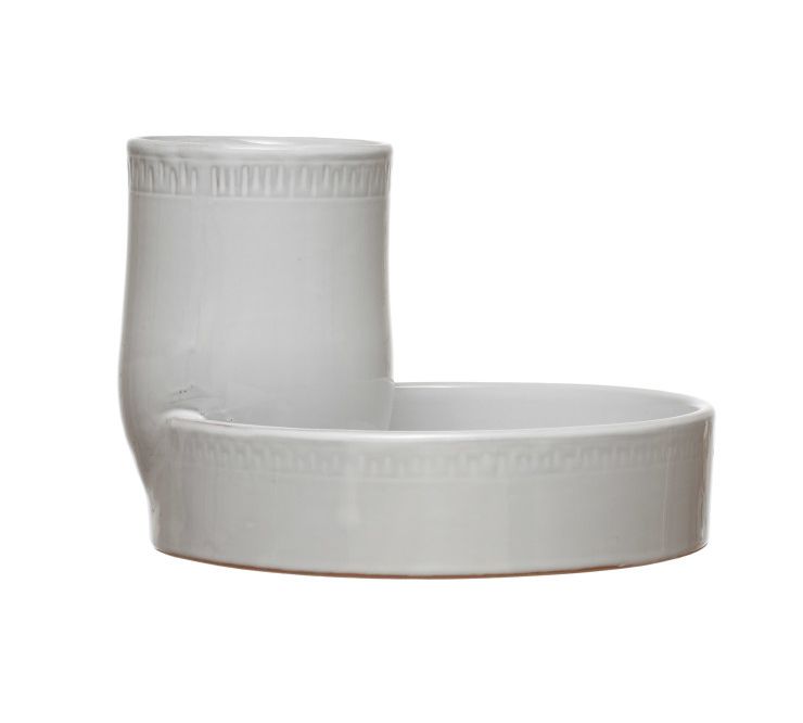 Terracotta Tray Reactive Glaze | White