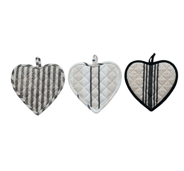 Quilted Heart Pot Holder | Stripes