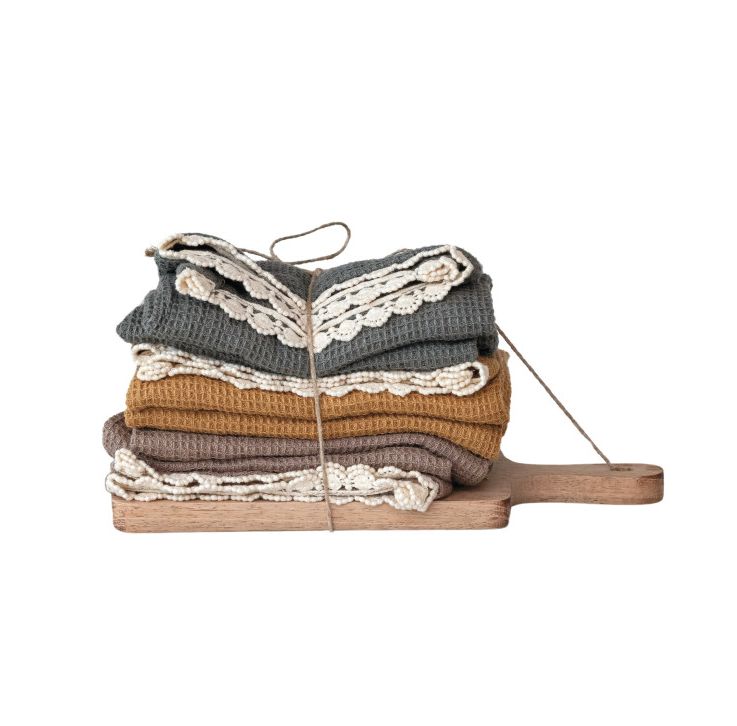 Cotton Tea Towels Set of 4 | With Cutting Board