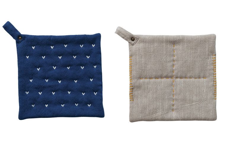 Hand Embroidered Cotton Pot Holder | 2 Colours