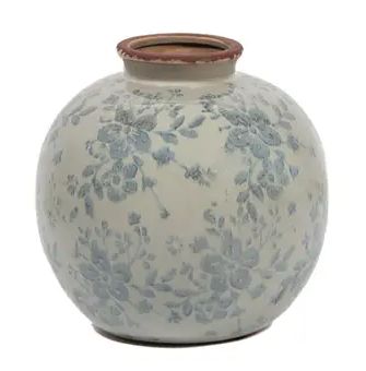 Round Blue Floral Vase