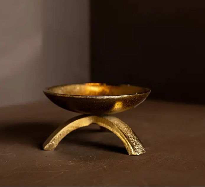 Tripod Pillar Candle Holder | Brass