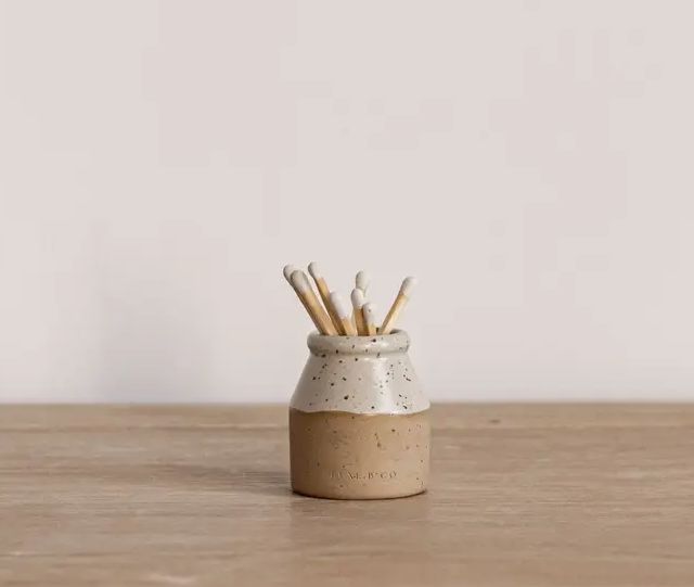 Ceramic Match Holder | Beige/Cream