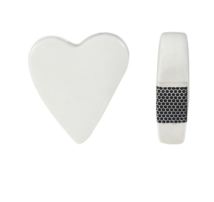 Stoneware Heart Match Holder/Striker | White