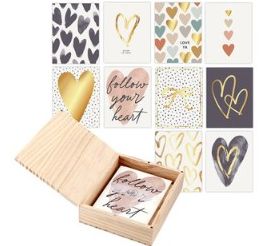 Hearts Card Set in Wood Box