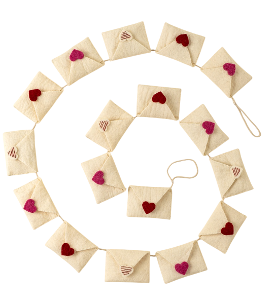 Love Letter Felt Garland | White &amp; Red