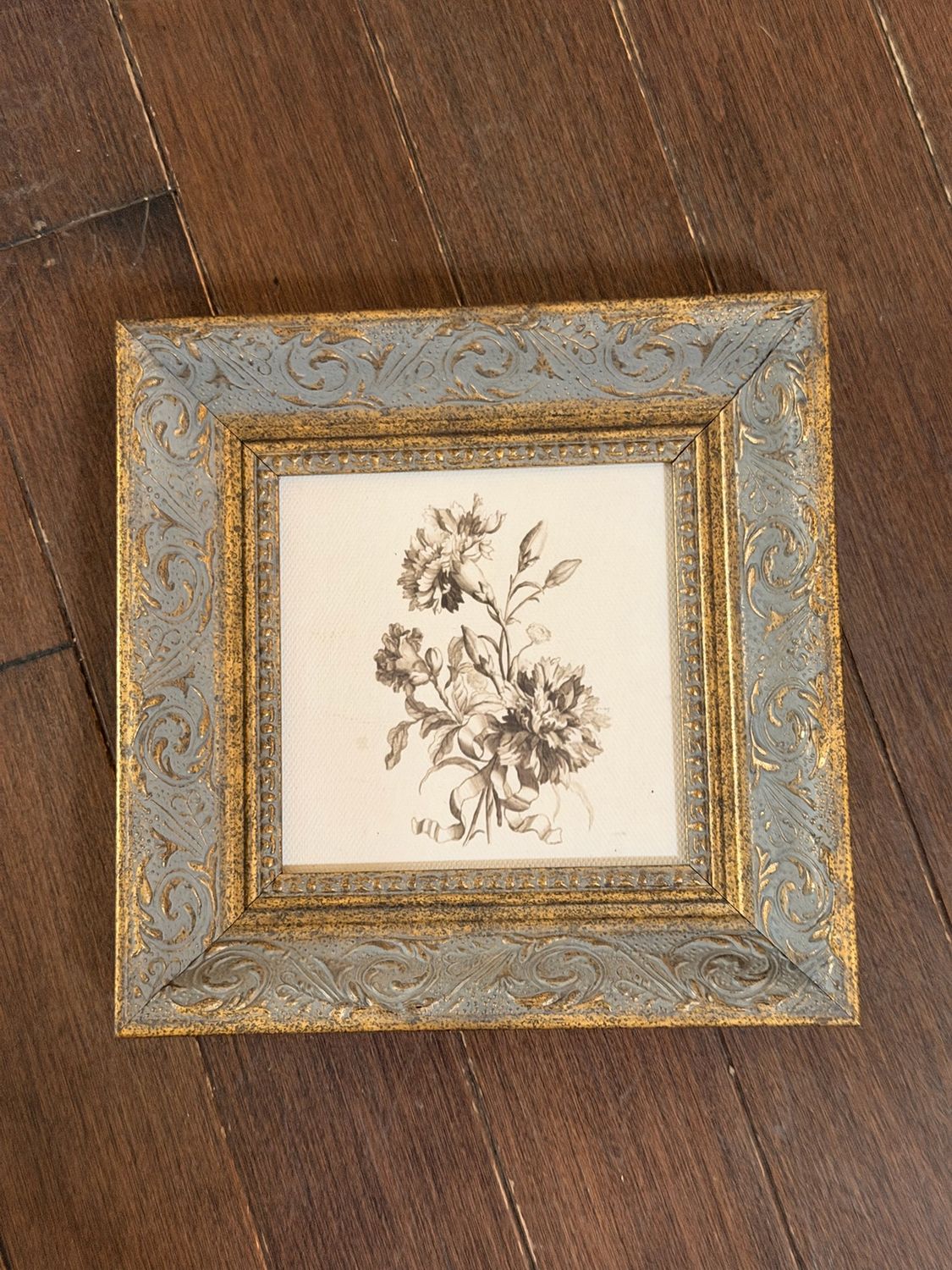 Flower Print Blue and Gold Frame