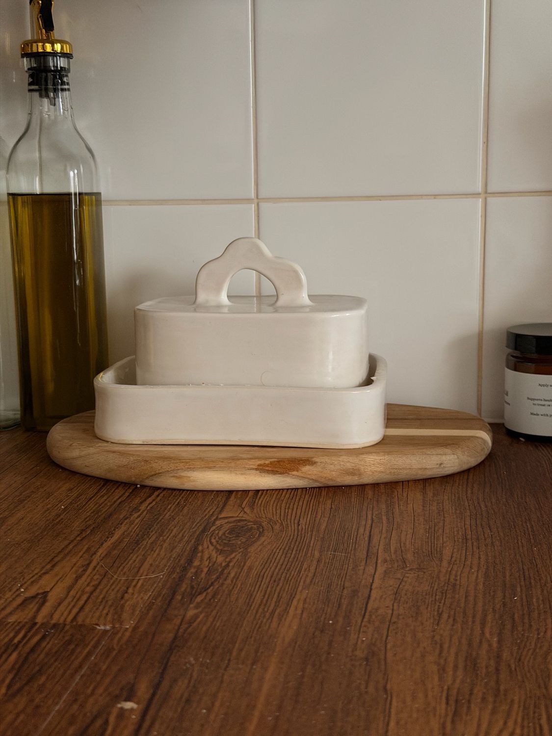 Scalloped Handle Butter Dish