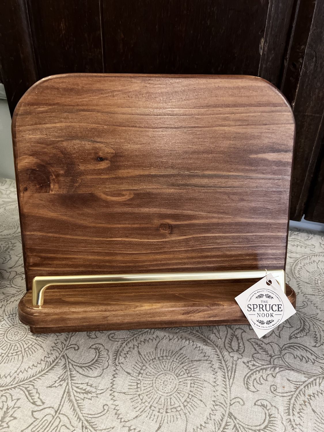 English Chestnut Cookbook &amp; Tablet Holder | 12"