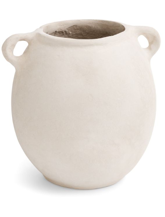 Paper Mache Vase with Handles | White