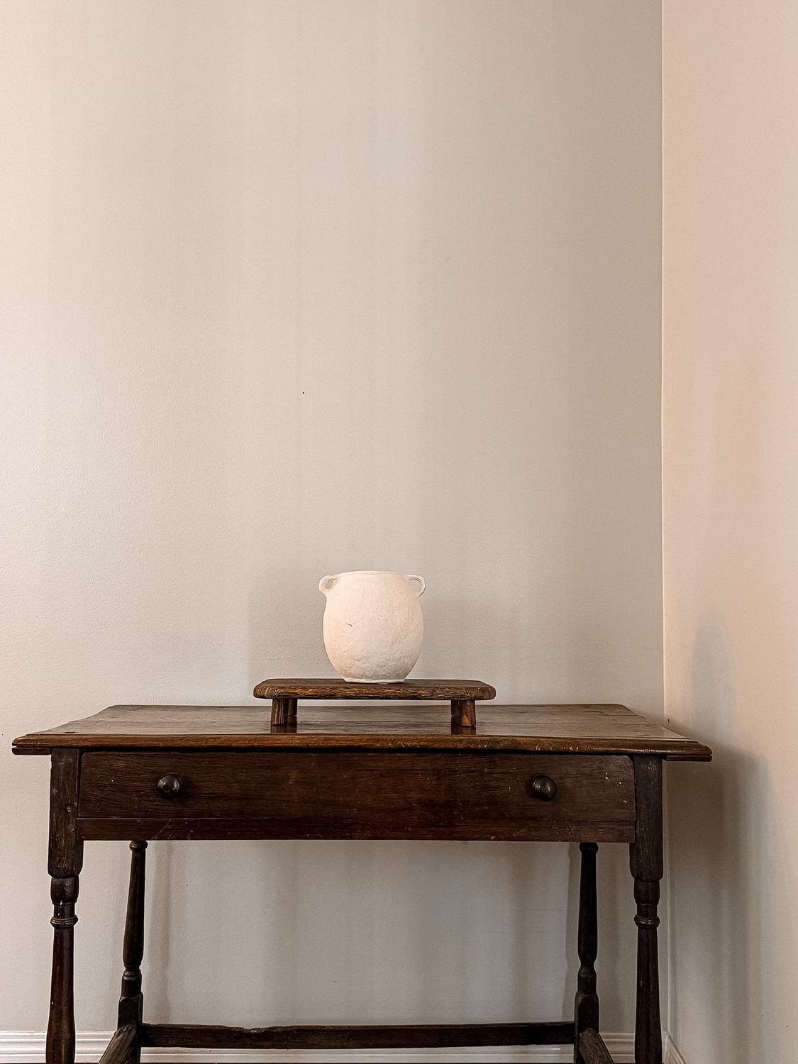 Paper Mache Vase with Handles | White