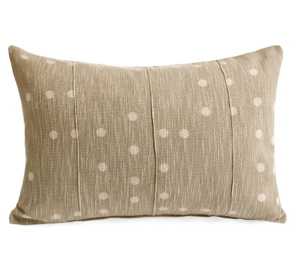 Cotton Polka Dots Print Pillow | Taupe