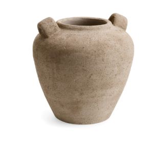 Cement Urn Vase with Handles | Natural