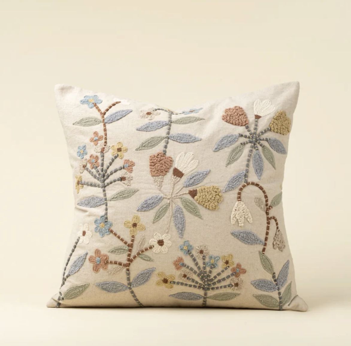 Lunaflora Embroidered Pillow