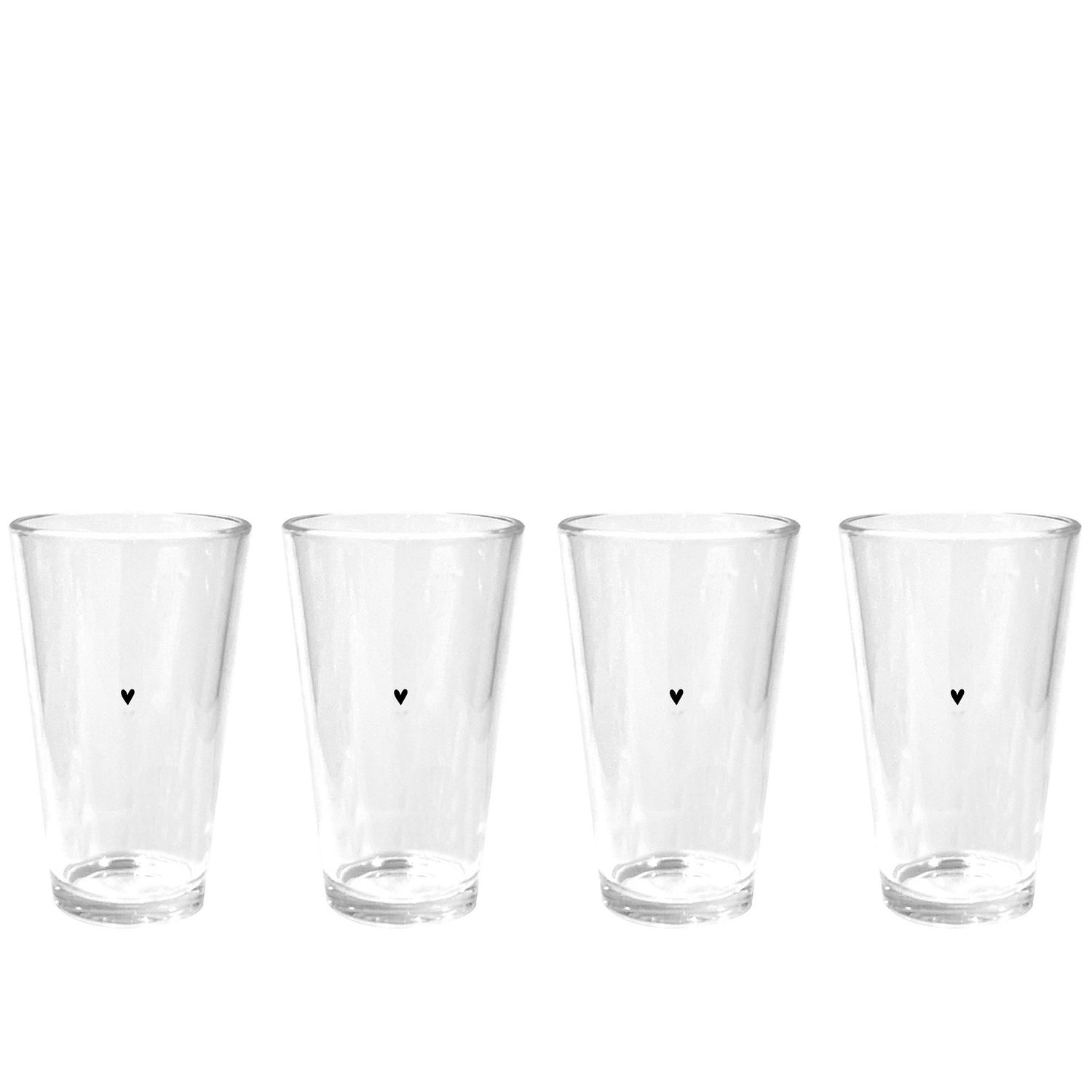 Tall Black Heart Glass | Set of 4