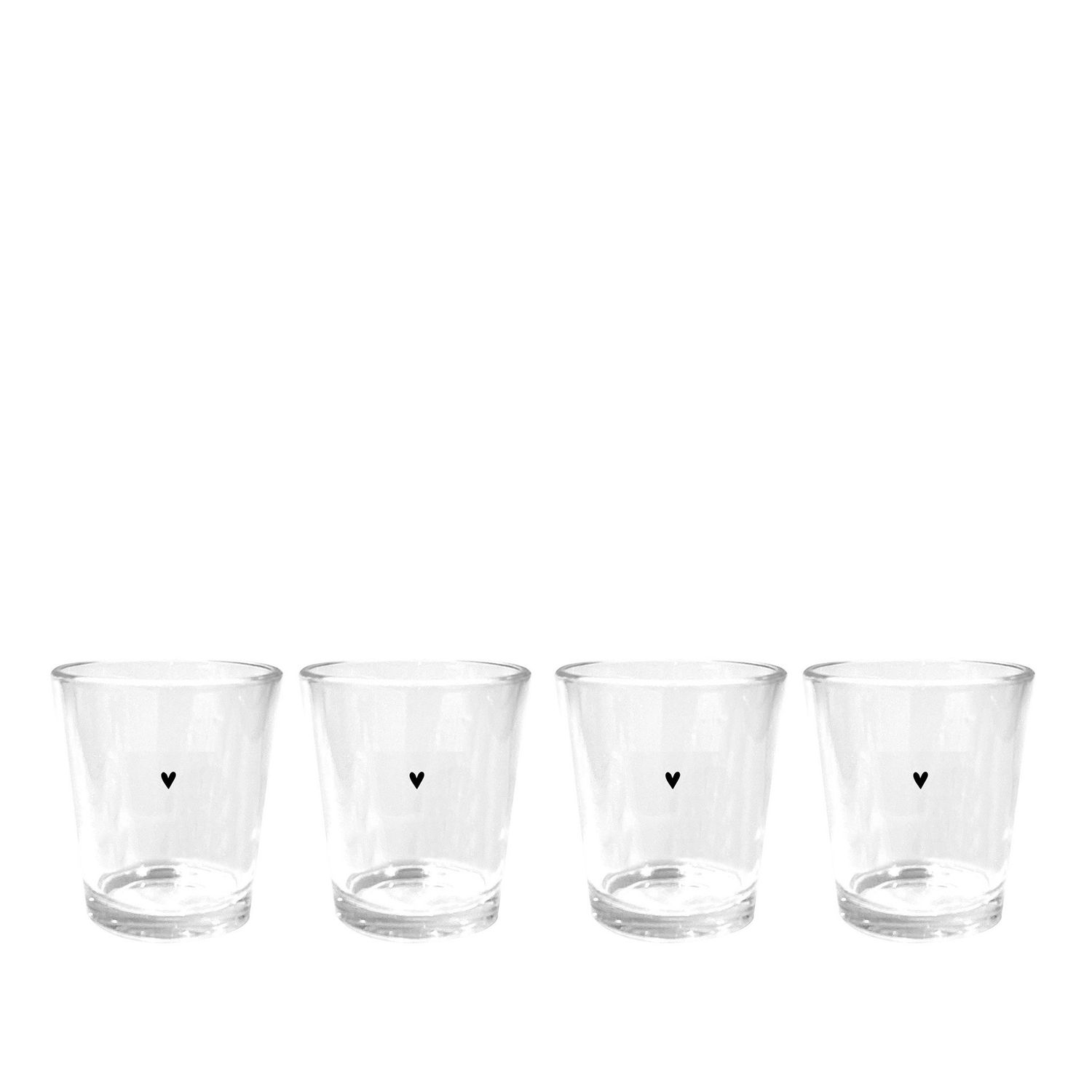 Short Black Heart Glass | Set of 4