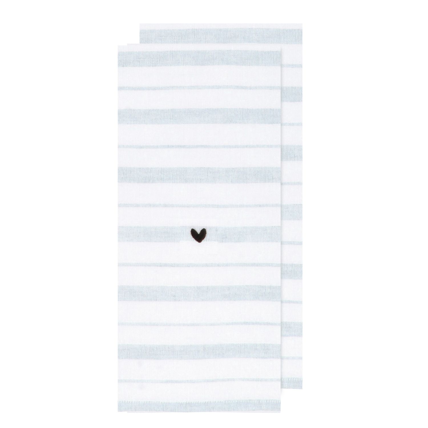 Blue Heart Stripe Tea Towel | Set of 2