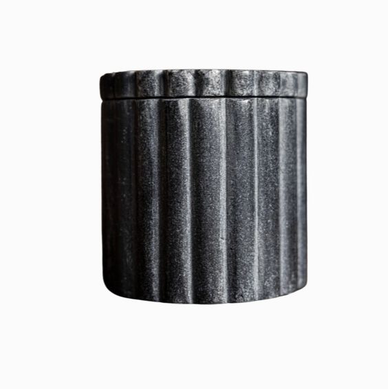 Fluted Black Marble Canister