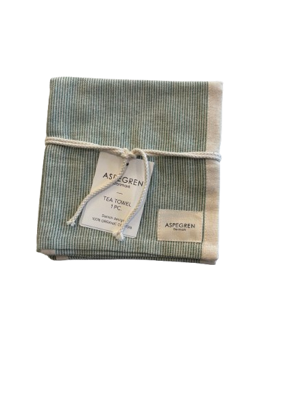 Aspegren Cotton Tea Towel | Pinestripe-Spinach