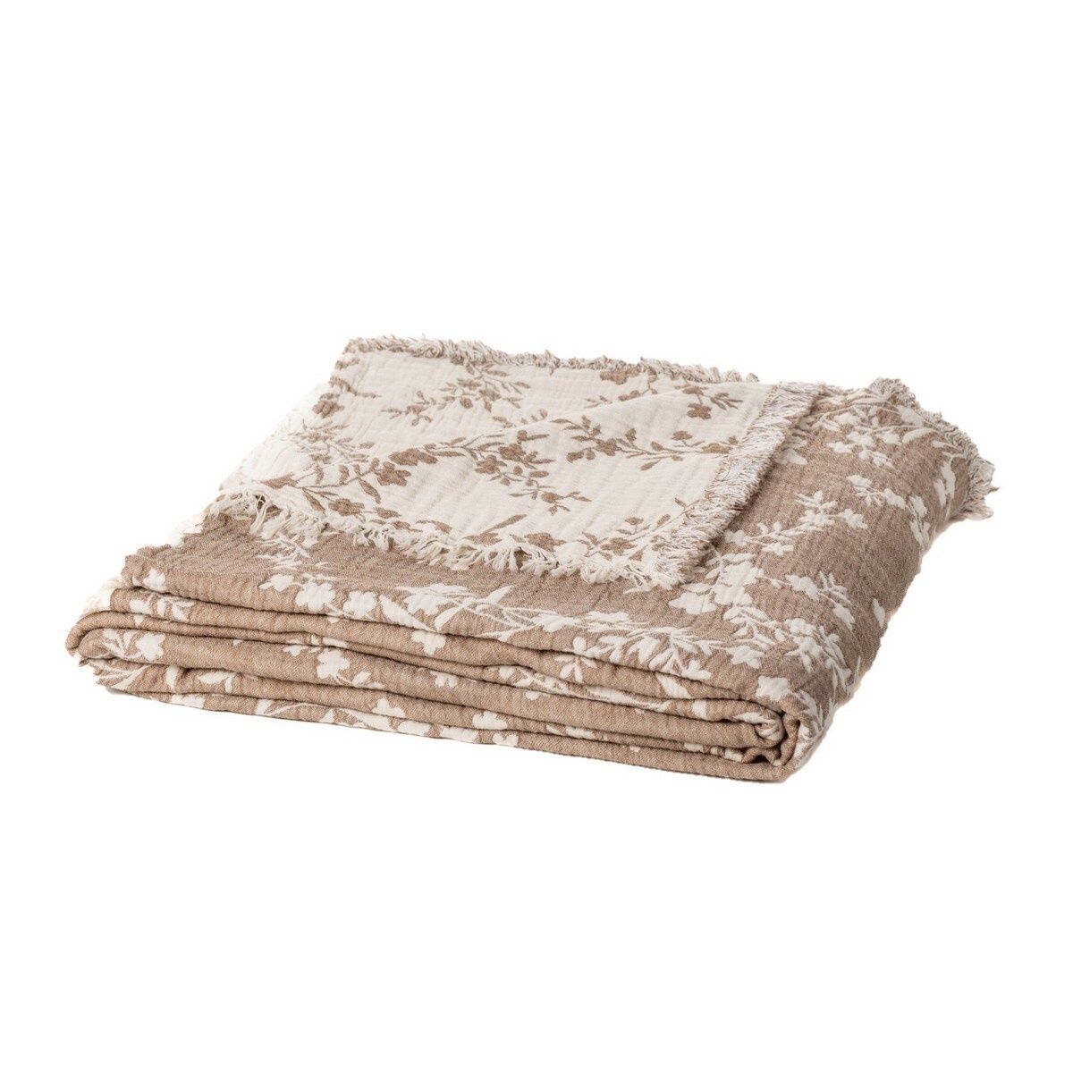 Coffee &amp; Cream Flower Throw