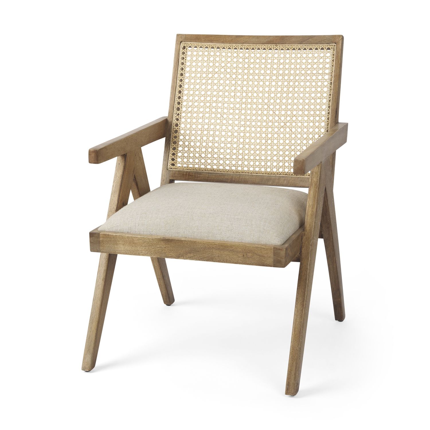 Cane-Back Dining Chair | Light Brown/Beige