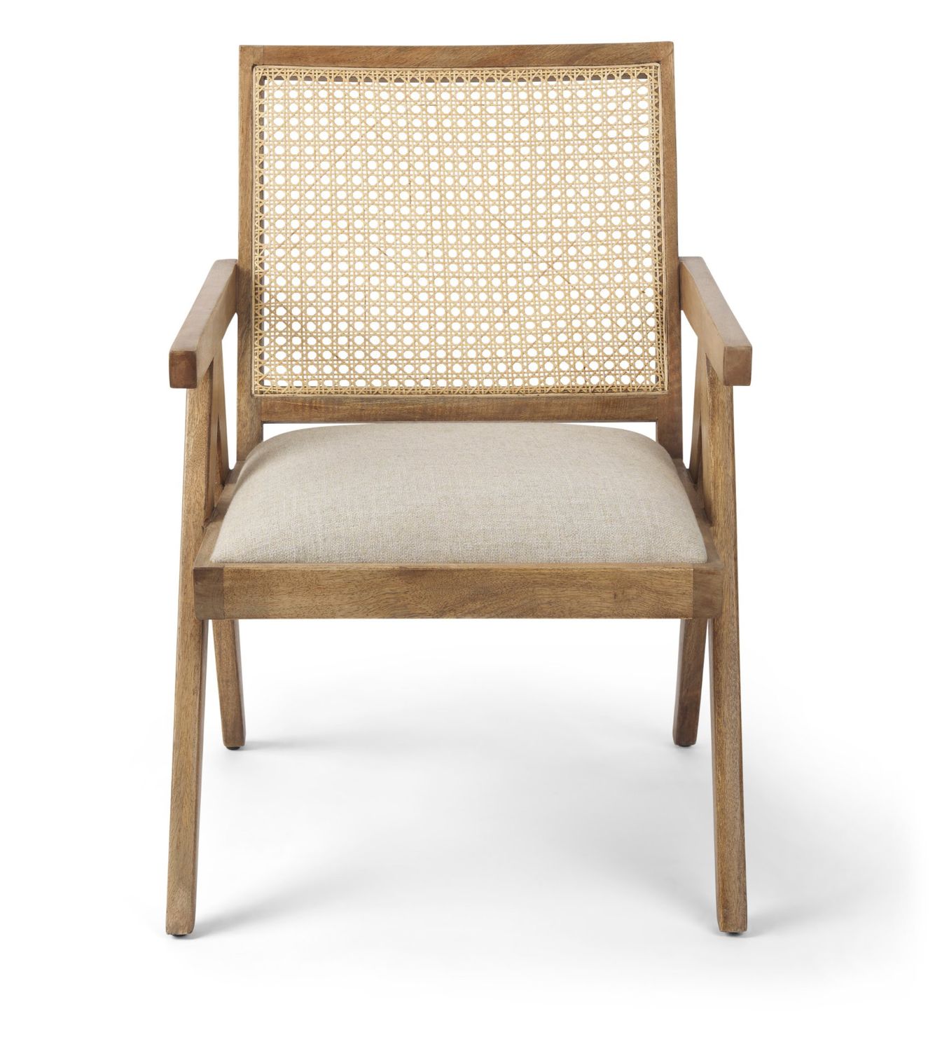Cane-Back Dining Chair | Light Brown/Beige