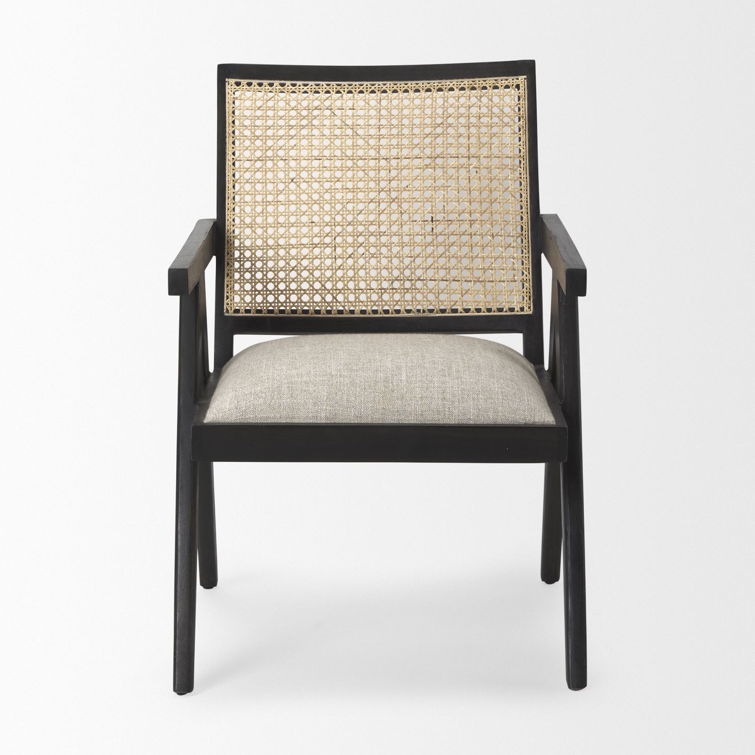 Cane-Back Dinning Chair | Black/Beige